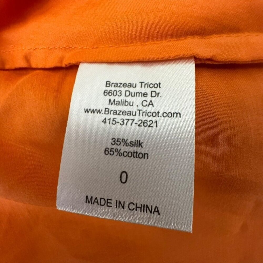 Brazeau Tricot Woman slip dress orange size 0 XS silk blend spaghetti straps - Picture 9 of 11